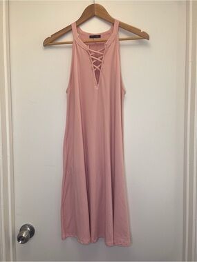 Sweet Claire Pink Lace Up Mini Shift Dress 16.5” PTP